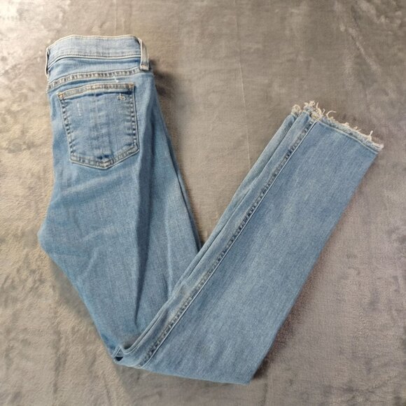 Rag & Bone Womens Skinny Jeans 27 Blue Distressed Raw Hem Denim Casual - Picture 9 of 12